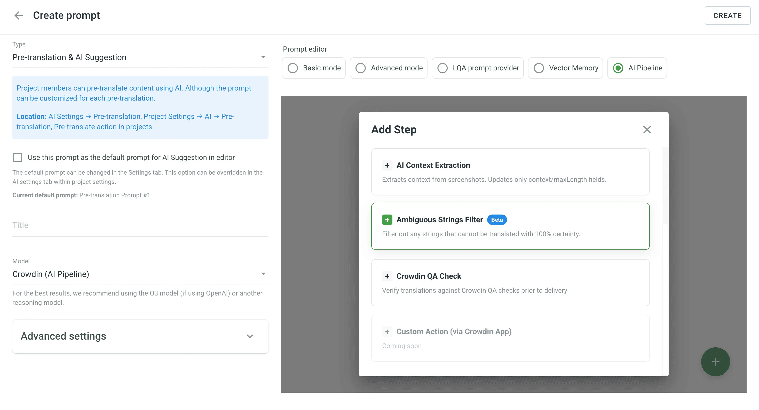 AI Pipeline new translation step